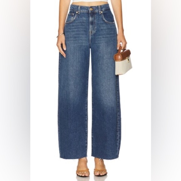 7 FOR ALL MANKIND Barrel Jeans Bonnie Curvilinear in Santa Cruz High Rise 25 NWT - Picture 2 of 12